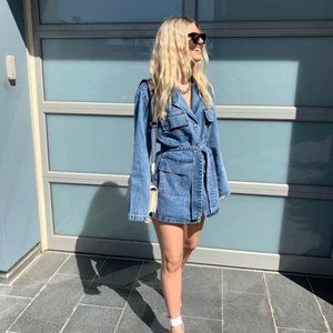 Princess Polly Lioness Medium Wash Long Sleeve Denim Dress